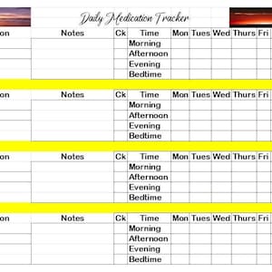 Medication Tracker Excel