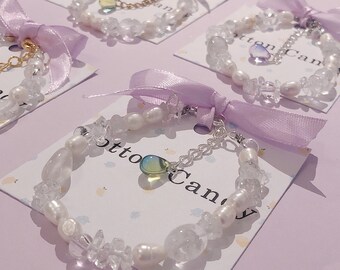 Crystal & pearls bracelet with a Czech drop bead