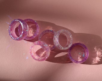 Pink Glitter Resin Ring