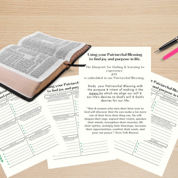 Patriarchal Blessing Study Guide, Instant Printable, PDF Download, Finding Joy, Purpose, & Direction through your Patriarchal Blessing, LDS
