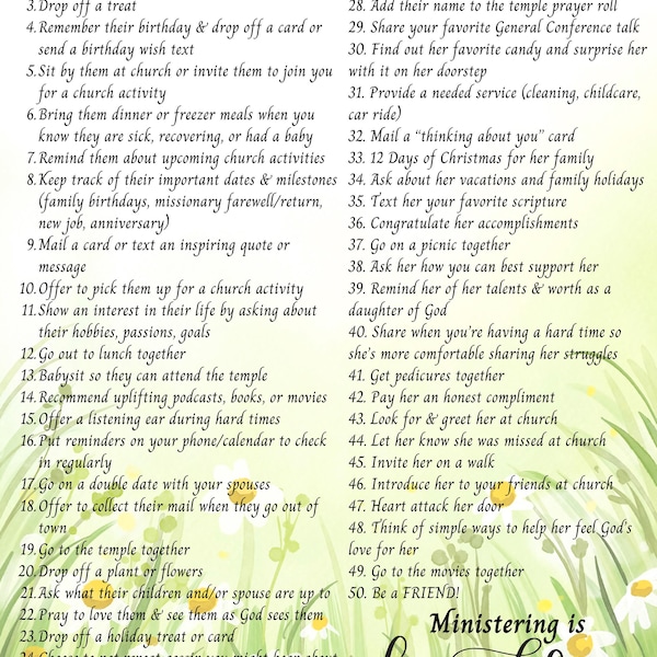 Ministering Handout - Etsy