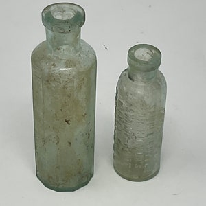 Antique Bottle Lot. Aqua Antique Quack Cure Bottle Set. Poison Bottle. As dug, as is.