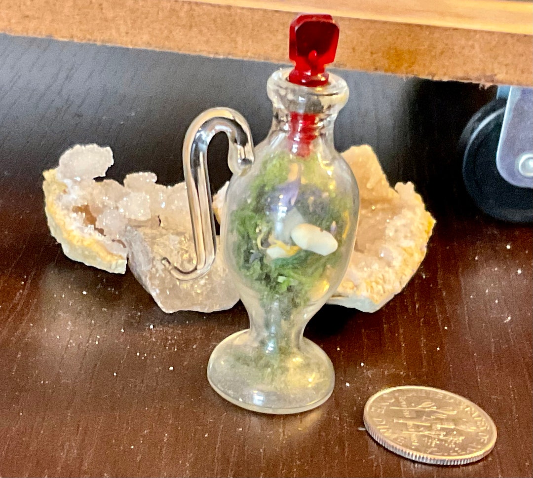 Antique Miniature Glass Amphora Diorama. Tiny Antique Glass Bottle With