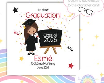 Girls Graduation Card 2026 | Nursery Graduation Card | Personalised Graduation Card Girl | Preschool Graduation | Class of 2026 Card UK