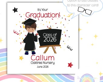 Nursery School Leaver 2026 | Personalised Graduation Card | Pre-school | 7 Character Choices