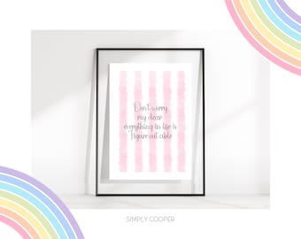 Funny Motivational Quote Print | “Everything In Life Is Figure-out-able” | Pastel Wall Art | A5 A4 Printable | Trendy Home Décor