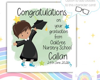 Nursery School Leaver 2026 | Personalised Graduation Card | Pre-school | 7 Character Choices