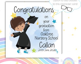 Nursery School Leaver 2026 | Personalised Graduation Card | Pre-school | 7 Character Choices