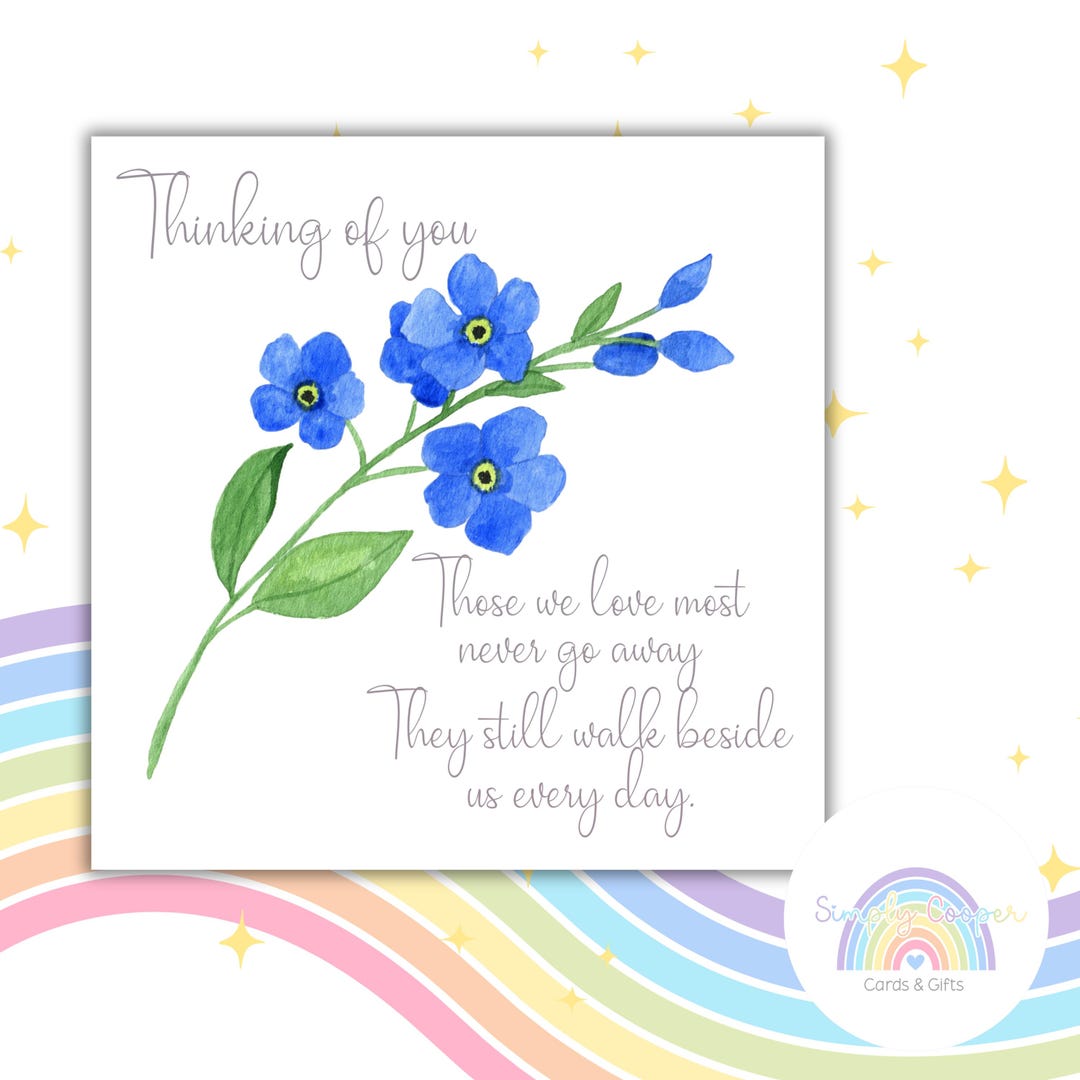 Thinking of You Sympathy Card | Forget Me Not Watercolor Design, Blank ...