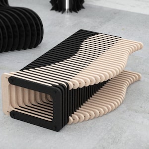 Tavolino da salotto panchina in arte parametrica, file CNC arredo minimale