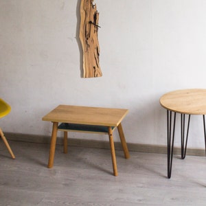 Minimalistische salontafel in vintage stijl van gerecycled massief eiken en beuken afbeelding 5