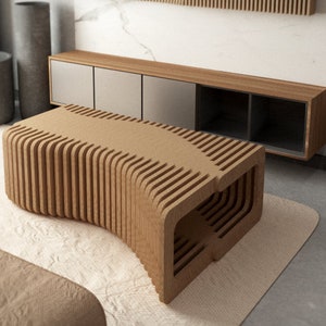 Parametric bench coffee table, minimal furniture, file CNC