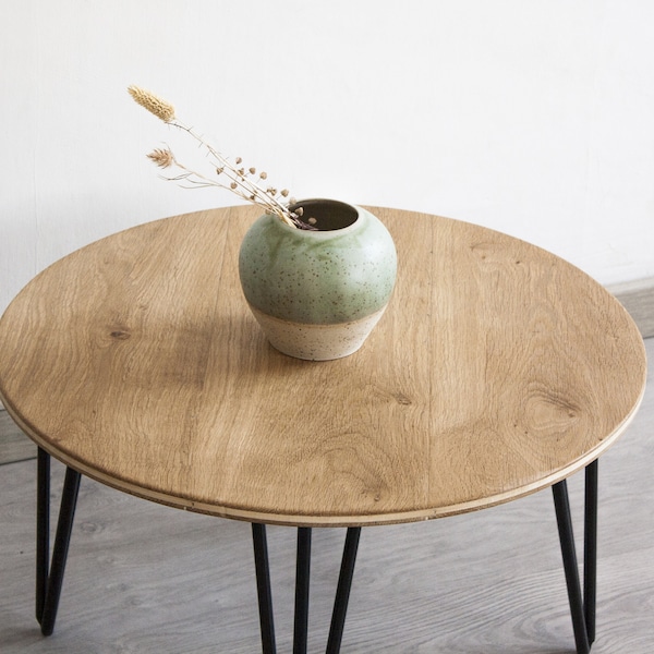 Table basse minimaliste Table de salon en chêne de style minimal et bois de fer