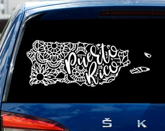 Puerto Rico Island Vinyl Sticker Decal For Car Window Decal Bumper Sticker Puerto Rico Sticker Boricua Wall Decal Gift For Him Gift For Her