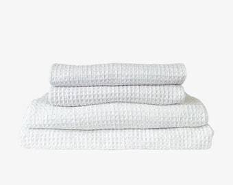 White Waffle Turkish Bath Towel | Handwoven Organic Turkish Cotton
