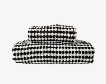 Ruth Dots Turkish Hand and Bath Towel With Finished Edge Black and ...