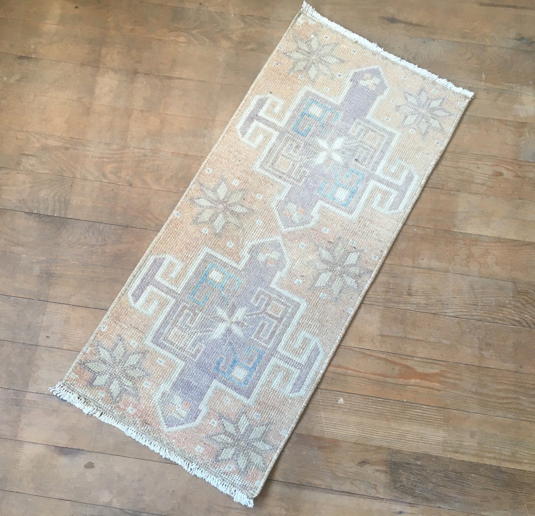 Vintage Small Kitchen Rug, 1.3x2.9 Feet Small Living Room Rug, Mini