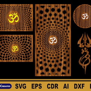 Om Design, File di taglio laser Om per Mandir, Om Design per Pooja Room, File SVG per taglio laser, File SVG Glowforge.