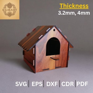 Casetta per uccelli in legno SVG / File tagliati al laser per Cricut Glowforge / Modelli fai da te per mangiatoie per uccelli in legno / Casetta per uccelli DXF / Casette per uccelli per decorazioni
