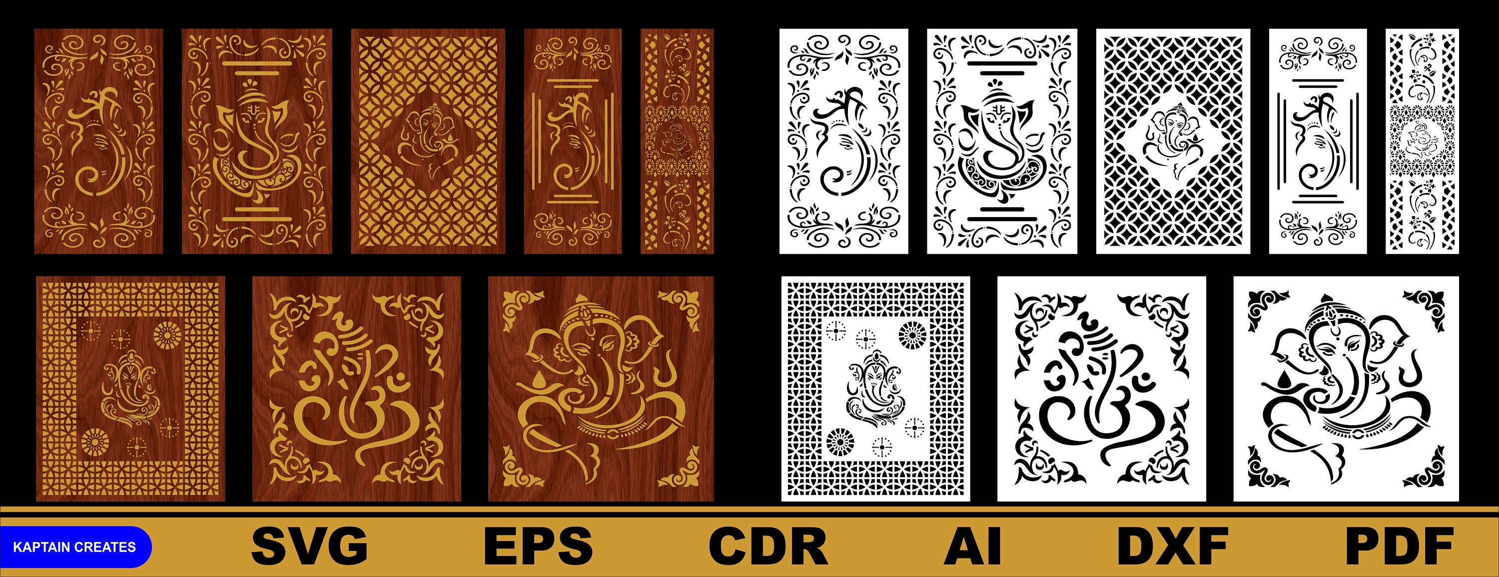 Lord Ganesha, Lasercut File, SVG, DXF File, Pooja Room, Mandir, Indian ...