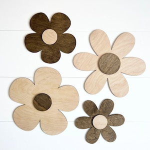 Wooden Flower Wall Hanging, Floral Nursery Decor, Boho Daisy Wall Art, Baby Girl Room, Neutral Flower Art