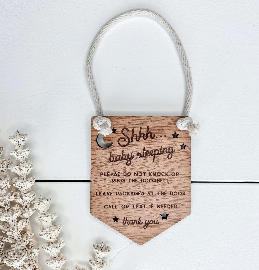 Baby Sleeping Sign, Wooden Do Not Ring Sign, Please Don't Knock Door ...