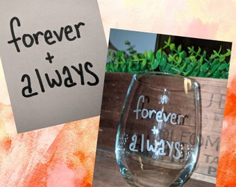Custom Etched Handwriting Wine Glass