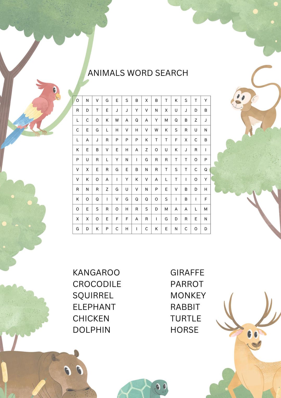 Kids Printable Word Search Puzzles – 5 Themed Activity Bundle (digital