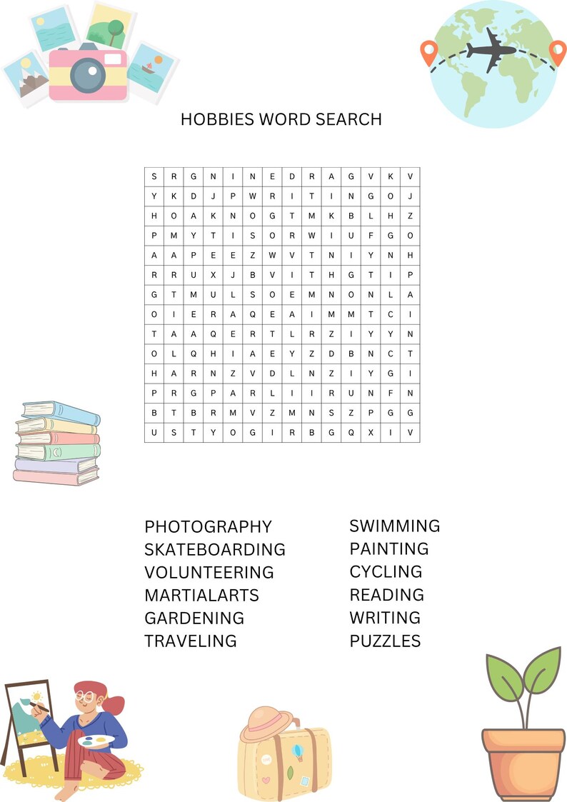 Kids Printable Word Search Puzzles – 5 Themed Activity Bundle (digital ...