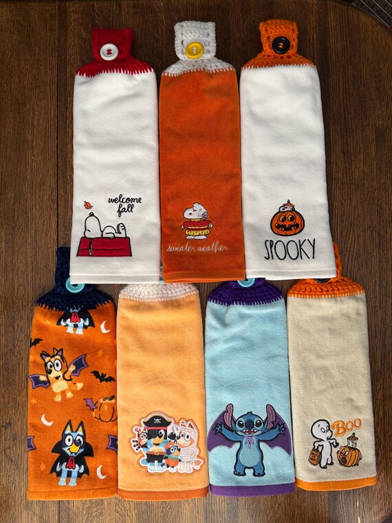 Character Halloween Hanging Hand Towels With Crochet Top
