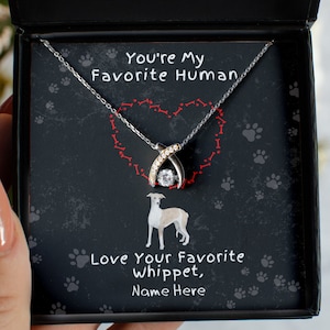 Personalized Dog Mom Gift Wishbone Necklace From Whippet dog