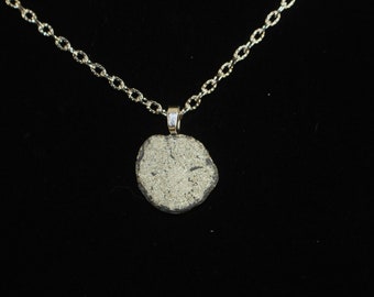 Pyrite Sun Dollar Pendant Necklace, Sun Disk, Sun dollar