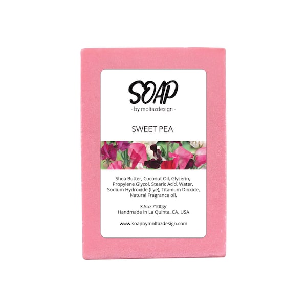 Sweet pea. Sweet and flowery. Handmade soap for sensitive and dry skin. 3.5oz.