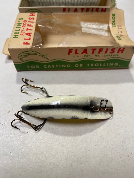 HELIN'S FISHING LURE vintage FLATFISH F7 wooden Fly Rod lure