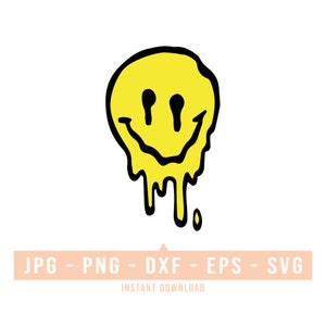 Tropfender laufender Smiley SVG - VSCO, Ästhetik, Instagram-Svg-Bild - SVG-Schnittdateien für Cricut, kommerzielle Nutzung-Svg-Dateien