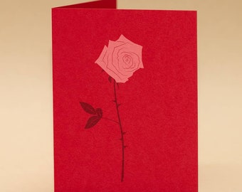 Single Rose Greeting Card, Modern Cards, Greeting Cards, Birthday Cards, Holiday Cards,Funny Cards, Handmade Cards, Screenprint Cards, Cards