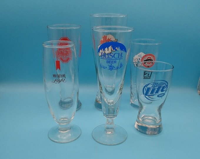 Set of 6 Assorted Bar Beer Glasses Etsy