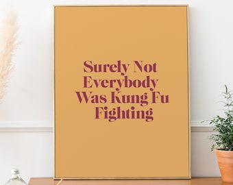 Kung Fu-kämpartypografitryck, funky retroväggkonst, dopamindekor, eklektisk spelrumsaffisch, tonårsrumskonst för år 2000 (digital nedladdning)