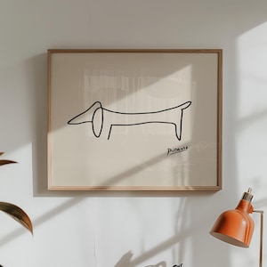 Picasso Dog Line Art Digital Download Modern Minimalist Dachshund Print Neutral Wall Art Pet Loss Gift Instant Print Home Gallery Wall Decor