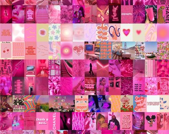Pink Wall Collage Kit, Preppy Photo Prints Set, Coquette Room Decor, Y2K Gallery Wall Set, Trendy Teen Girl Dorm Posters (Digital Download)