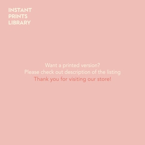 Puede incluir: Un fondo rosa con texto blanco que dice "INSTANT PRINTS LIBRARY". Debajo del texto hay un mensaje en rojo que dice "&iquest;Quieres una versi&oacute;n impresa? Por favor, consulta la descripci&oacute;n del listado &iexcl;Gracias por visitar nuestra tienda!"