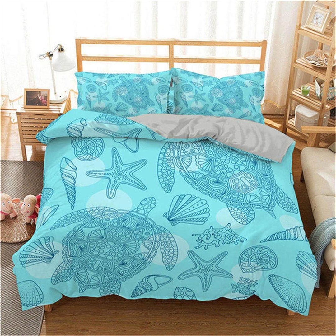 Bedding Sheet Sea Turtle Diving Home Bed Sheet Bedding Sheet Etsy
