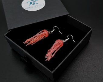 Earrings: Pink Jellyfish - perfect diver gift