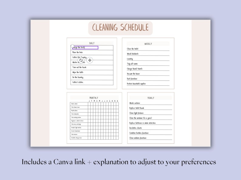 Editable Cleaning Checklist Cleaning Schedule Template Daily Weekly ...