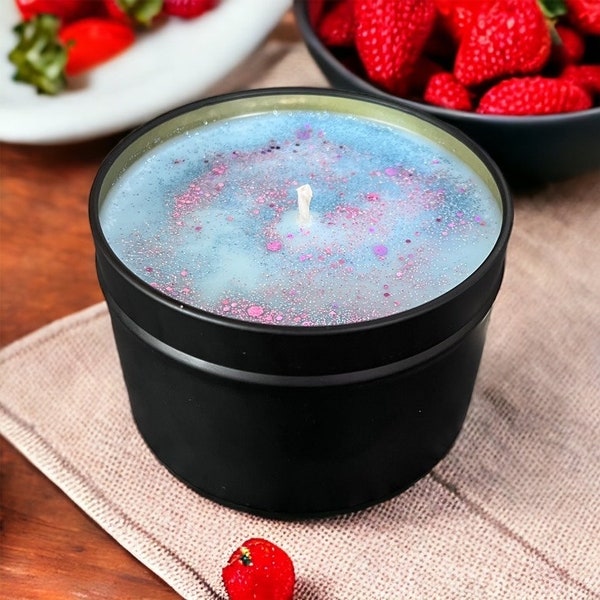 Strawberry, Raspberry, Guava, and Citrus Candle | 626 | Stitch Inspired Candle | Berry Citrus Sparkle Scented Soy Glitter Container Wax Melt