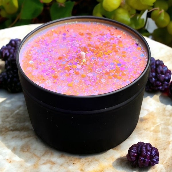 Blackberry Lemonade Candle | two tiny wings | Citrus Soy Handmade Container Summer Kitchen Citrus Teen Decor Picnic Glitter Fruity Wax Melts