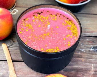 Peach Cobbler Scented Candle | Lottie | Princess and the Frog | Hand Poured Soy Container Candle | Glitter Candle