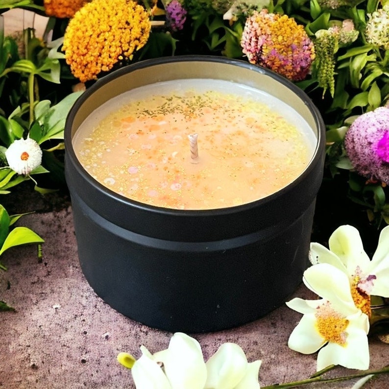 Honeysuckle Sparkling White and Gold Floral Scented Candle Hand Poured Soy Spring Flower Container Housewarming Gift Candle Wax Melts image 1