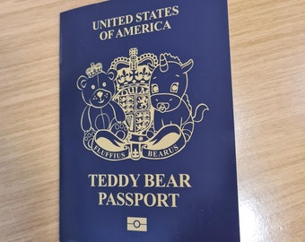 Teddy Bear Passport - USA (personalised inc photo)
