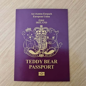 Iers teddybeerpaspoort - gepersonaliseerd met foto, naam en geboortegegevens voor Ierse knuffeldieren!